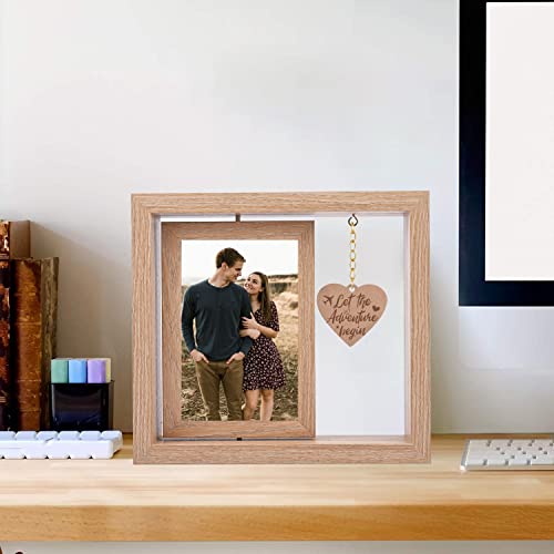 Couple Picture Frames, Rotating Engagement Picture Frames For Boyfriend, Girlfriend, Husband, Wife,Let The Adventure Begin - 4X6 Inches Photo Frame #TOP5