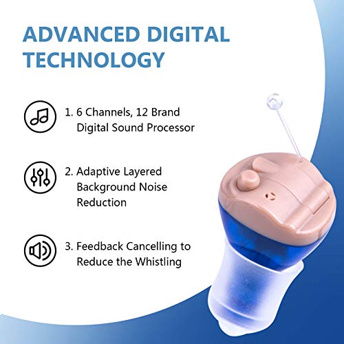 Hearing Amplifiers For Seniors Adult Noise-Cancelling - Digital Voice Amplifier Elderly Listening Assistance Device, Itc Magic Ear Sound Amplifier Invisible Hearing Aid Cleaning Tool Included (Blue) #TOP4