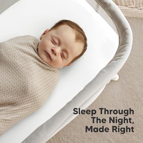 Image of 2pk Organic Bassinet Sheets, Compatible with Baby Delight (Soft White) | 100% Cotton Bassinet Sheets for Boys, Girls, 32 x 21 Rectangle Baby Bassinet Mattress Sheets, Soft Breathable Bedside Cover