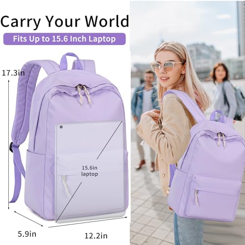 LOIDOU Mochila para meninas adolescentes, mochila escolar com lancheira e estojo de lápis, conjunto