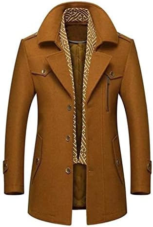 Winter Wool Coat Men Fashion Middle Long Scarf Collar Cotton-padded Thick Warm Woolen Coats Male Trench Coat Overcoat