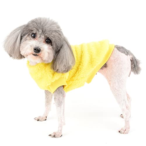 Zunea Fleece Dog Jumper Winter Warm Sweater Jacket Coat for Small Dogs Soft Fuzzy Puppy Clothes with D-Ring for Harness Lead Pullover Cold Weather Pet Girl Boy Apparel for Chihuahua Cats Yellow S - Image 2