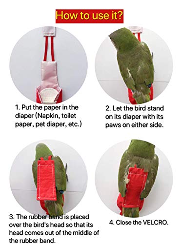 Hezhuo Parrot Diaper Bird Flight Suit, Bird Clothes, Waterproof Lining Pet Bird Supplies (L, Red) #TOP5