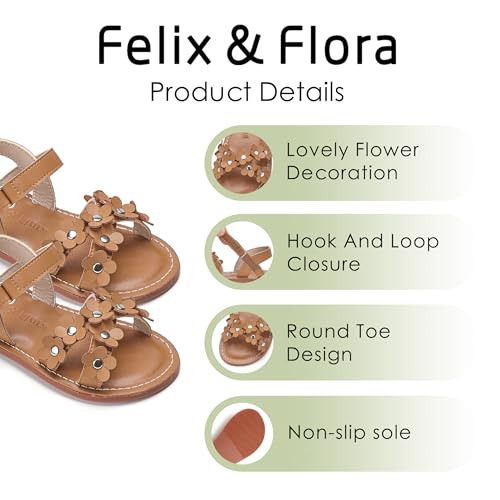 Image of Felix & Flora Toddler Girl Sandals -Flower Girl Dress Shoes Open Toe Little Kid Flats