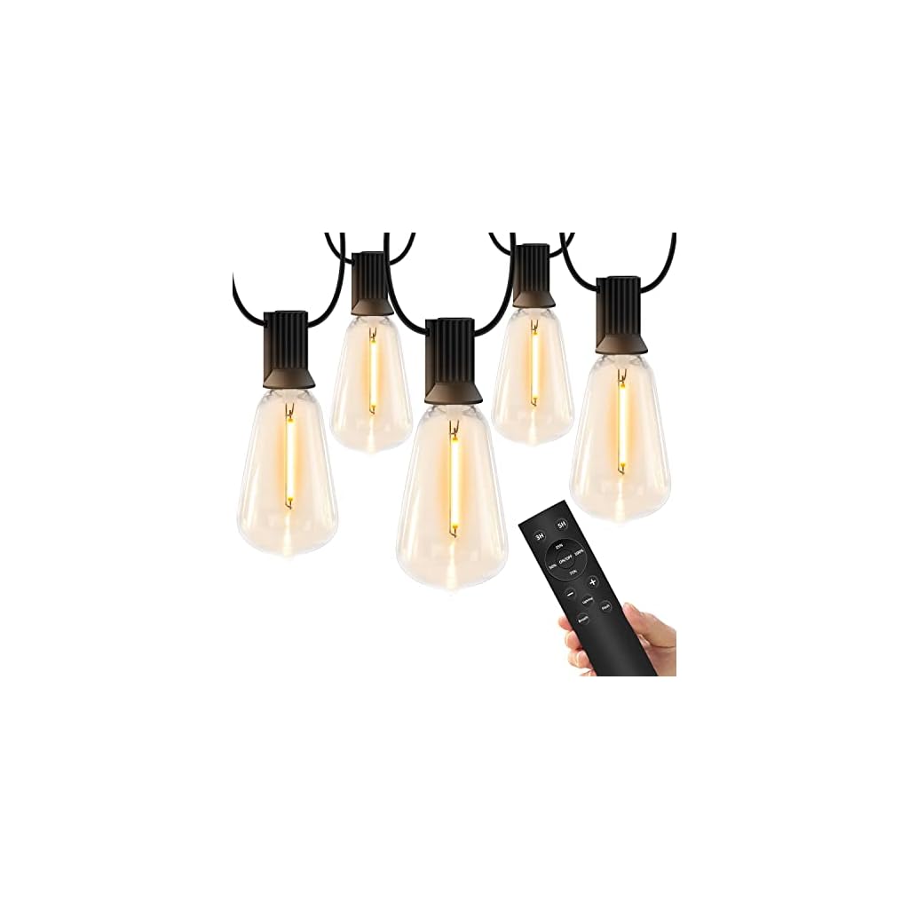 YOYONACY-100-FT-Outdoor-String-Lights-for-Outside--LED-Patio-Lights-Waterproof-with-Dimmer-Remote--Hanging-Lights-Shatterproof-ST38-Vintage-Edison-Bulbs-Porch-Backyard-Cafe-Bistro-Max-300-FT