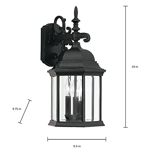 Designers Fountain 2981-Bk 19In H Devonshire Outdoor Wall Lantern, Black Cast Aluminum #TOP7