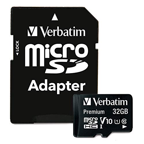 Verbatim Carte mémoire microSDHC Premium 32 Go noire avec adaptateur - pour capture vidéo full HD - résiste à l'eau & aux chocs - carte mémoire SD pour appareil photo smartphone tablette
