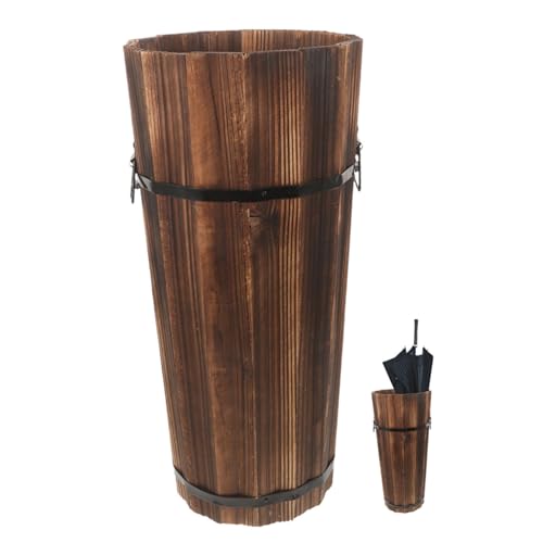Porte-parapluie bois et bac de récupération structure creuse premium