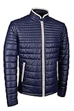 GIORGIO CAPONE Premium Herren-Lederjacke, aus Lamm-Nappa, gefüttert, Enzian-Blau mit beigen Akzenten (58)
