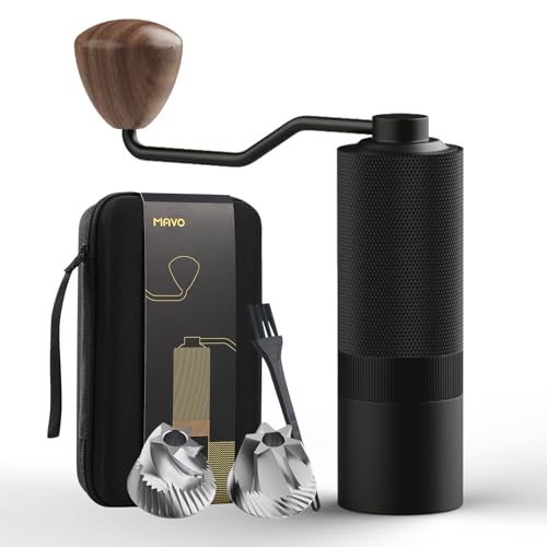 Image of MAVO Manual Coffee Grinder, Wizard Hand Coffee Grinder, Capacity 25g with 2PCS CNC Stainless Steel Conical Burr -Pentagon and Hexagonal, Burr Coffee Bean Grinder for French Press, Pour Over, Black