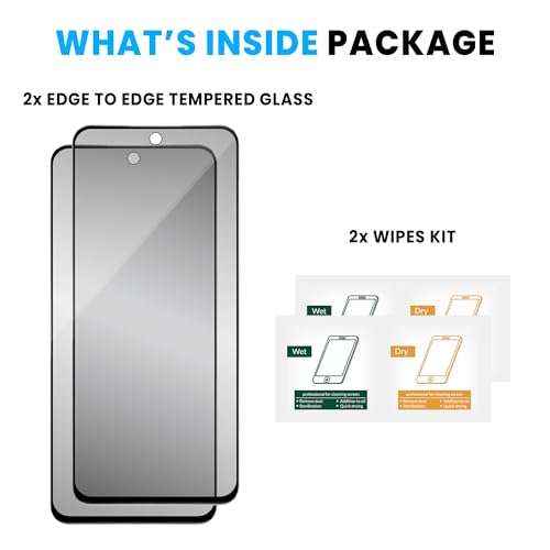 Image of ArmourPro Privacy Tempered Glass Screen Protector Compatible for Redmi 13, Redmi 12 and Poco M6 Pro (6.79 Inch) with Edge to Edge Coverage and Easy Installation kit (Pack of 2)