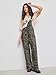 CIDER Overalls for Women Denim Leopard Pocket Buckle Up Wide Leg Jumpsuit: Tan, S