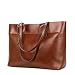 Produktbild Kattee Vintage echtes Leder Tote Schultertasche Damen, Handtaschen Tragetasche Damen mit verstellbaren Griffe, braun