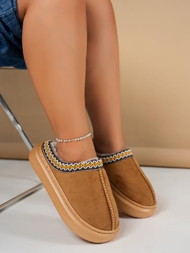 Women's Warm Cotton Slippers - Non-Slip Flat Home Shoes with Soft Woolen Lining, Round Toe Design for Cozy Indoor Wear4