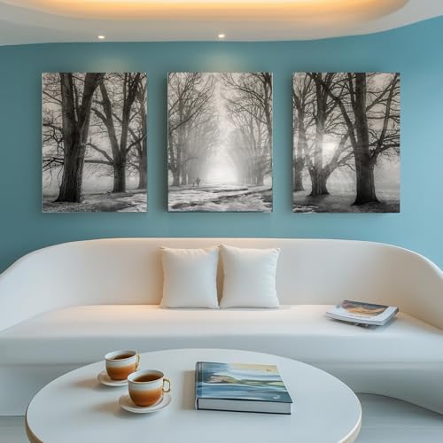 Yxbhhym Bathroom Wall Art Black and White Forest Pictures Tree Canvas Prints Art Landscape Painting Modern Office Artwork for Bedroom Wall Art Living Room Decor Kitchen Home Decorations by Yxbhhym - Used condition - Image 3