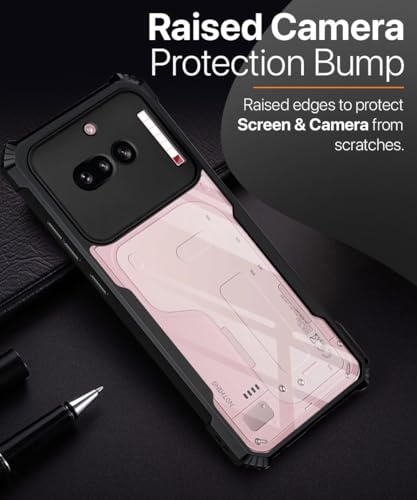 Image of WOW IMAGINE Shock Proof Clear Back Case Mobile Cover for Nothing Phone 4A (Hard | Hybrid PC + TPU | Full Armour Device & Camera Protection | Black)