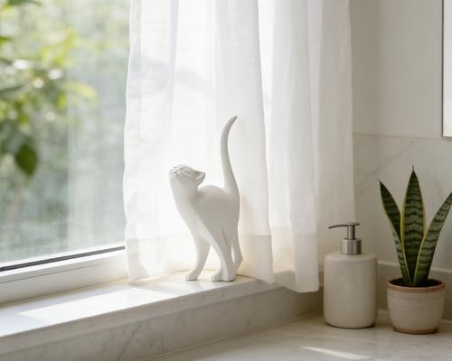 Estatua de gato orgulloso blanco 7 pulgadas miniatura 7