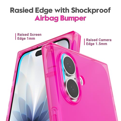 Coque pour iPhone 17 transparente mince bords rectangulaires rose - 3