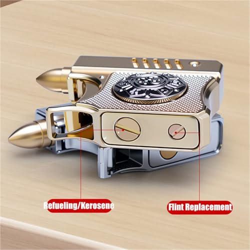 Encendedor metálico recargable con diseño retro bala miniatura 6