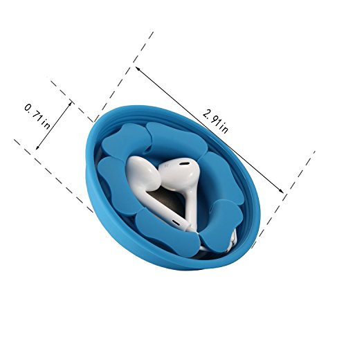 Earbud Case Holder, Mairui Earphone Case Wrap Earbuds Nest Tangle Free Silicone Magnetic Organizer (Dark Blue) #TOP3