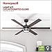 Honeywell Ceiling Fans Kaliza Modern 56 Inch Ceiling Fan with Light, Remote Control Fan, LED Indoor Fan with 6 Blades, Gray Oak and Light Oak Blade Finish Options, Bronze (51036-01)