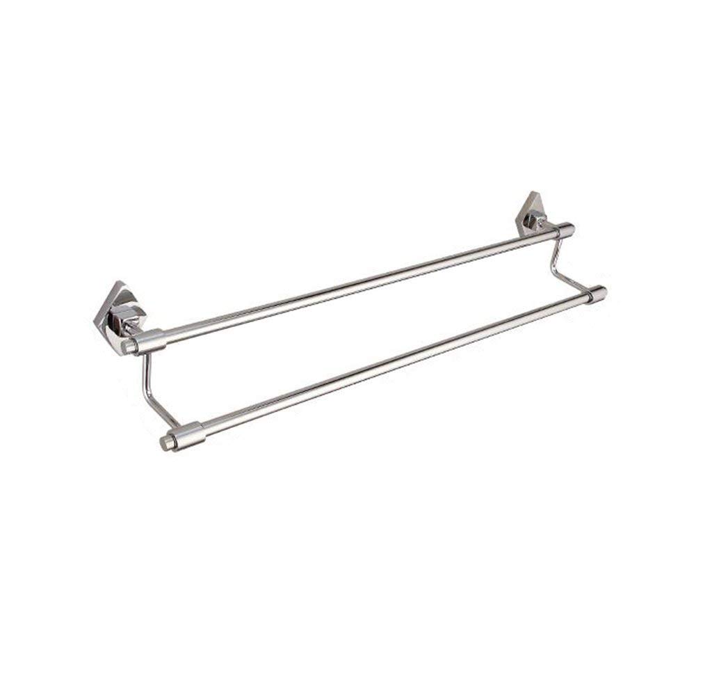 Porte-serviettes double mural en laiton chrome 50 cm contre la rouille en pièce humide