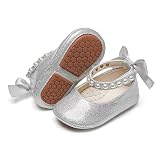 PHIRAMIN Baby Girls Glitter Silver Mary Jane Flats...
