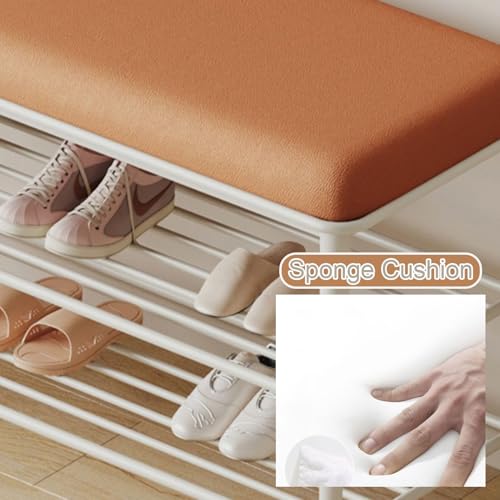 Banc de rangement pour chaussures blanc 65 cm de style simple - 6