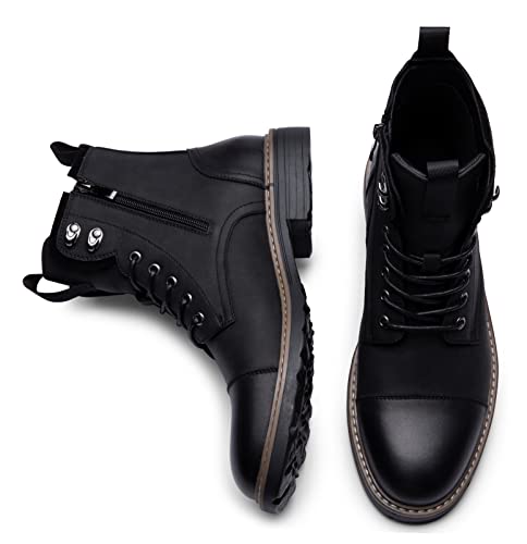 Image of Vostey Mens Boots Motorcycle Casual Boots for Men Zipper Fashion Chukka Boots Mens