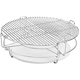 6 Piece Cooking Grate Replacement Kit for Kamado Joe Classic, Removable Grill Cooking System Expander Rack Parts, KJ-HCG Grate*2, KJ-HDP Half-Moon Ceramic Heat Deflector Plate*2, KJ-FCR KJ-FCR Rack