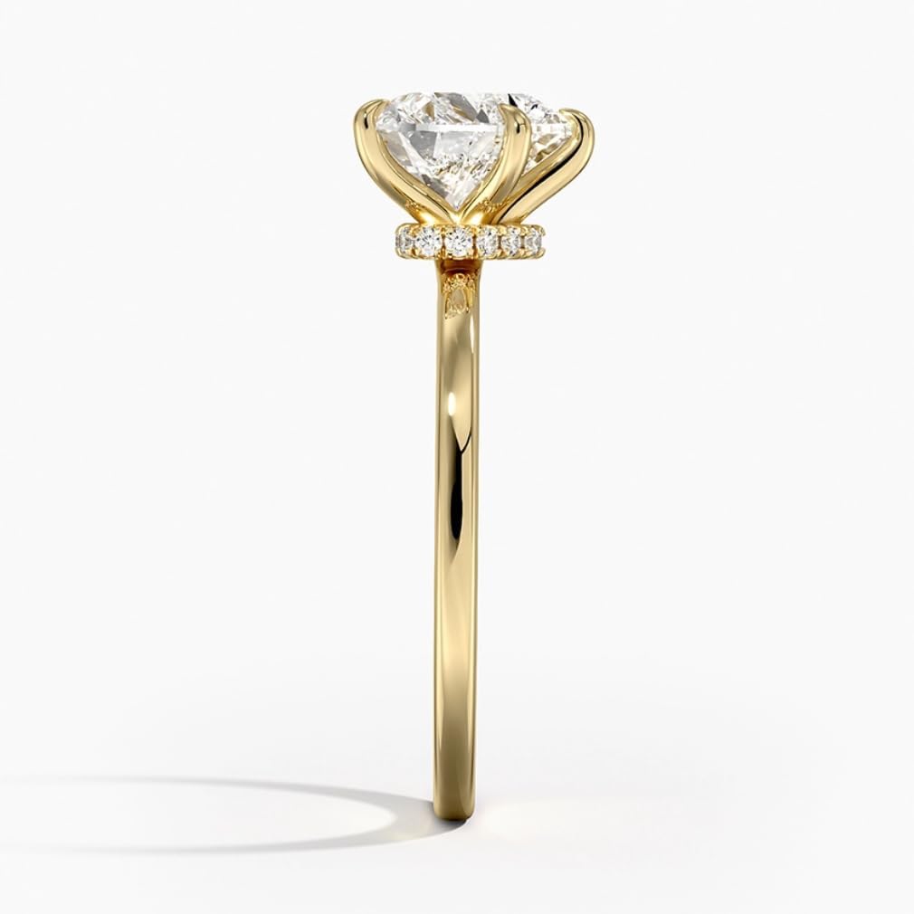 1-5 CT Heart Cut Secret-Halo Lab Grown Diamond Solitaire Ring E-F, VVS1-2, 10K 14K 18K Solid Yellow Gold IGI Certified Engagement Ring for Women - RPSY50WK276509