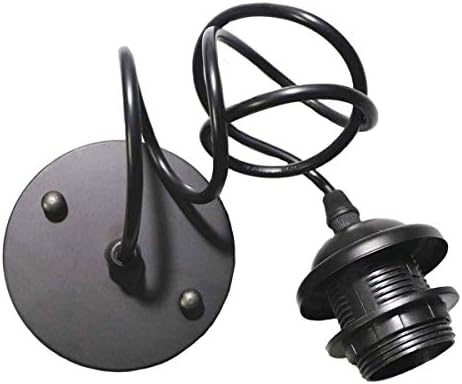 Hudi Fyier E27 Edison Ceiling Light Black Vintage Pendant Light Fitting Lamp Holder with 1Meter Cable