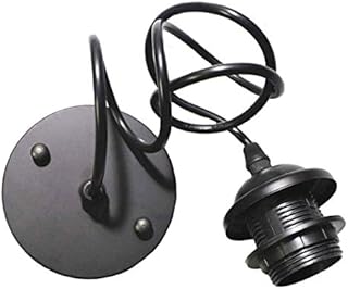 Hudi Fyier E27 Edison Ceiling Light Black Vintage Pendant Light Fitting Lamp Holder with 1Meter Cable
