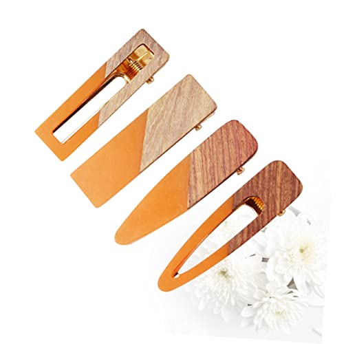 4 Pcs Presilhas De Cabelo De Resina Acrílica Pinos De Cabelo De Madeira Alfinetes De Cabelo Acrílico