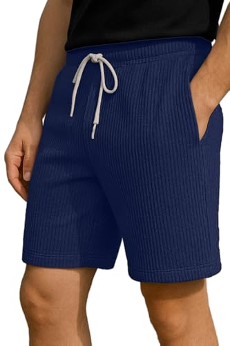 Image of Vogaan Men's Casual Slim Fit Shorts | Stylish Above Knee Shorts with Elastic Waist & Side Pockets Summer Wear for Gym Lounge Travel & Outdoor