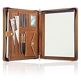 Calfinder Genuine Leather Padfolio, Business Portfolio Binder, Leather Portfolio for Women and Men,Padfolio with Zipper,Gift for Gratuates, Padfolio for 13.3