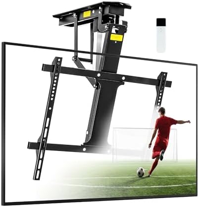 TOPSKY Motorized Ceiling TV Mount, 32–70 in TVs, 88 lb Capacity | Motorized flip down, 0–80° tilt, Supports 32–70