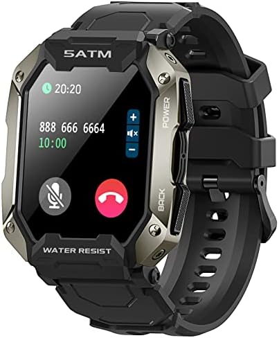 ZUKYFIT Smart Watch(Call Receive/Dial), Rugged Smartwatch with 24/7 Heart Rate Sleep Monitor, 5ATM Android Smart Watch for iPhone Compatible, Tactical Military Fitness Tracker for Outdoor Sports
