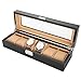 6 Grilles Rectangulaire Boîte à Bijoux et Montres, Surface en Bois PU pour Montre, Doublure en Velours Doux Intérieur Anti-Rayures, verrouillable, Montres pour la Collection et Le Stockage