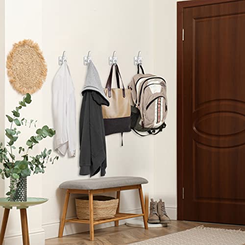 Wall Hooks 4 Pack , Heavy Duty Wall Hooks Aluminum Hooks For Hanging Coat, Hat, Towel, Robe, Key, Clothes, Towel Hook Wall Mount For Home, Office, Kitchen, Bathroom (W 8 Additional Sticky Hooks) #TOP1