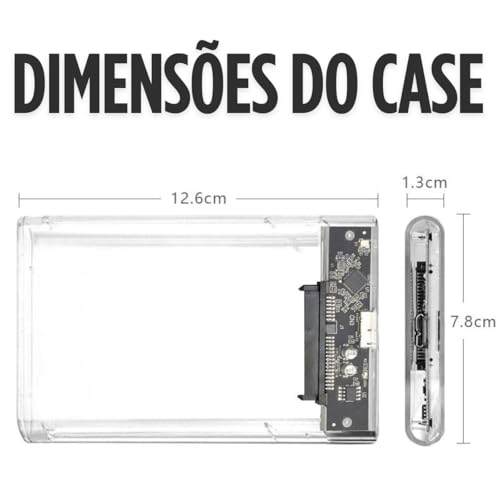 Case Externa Para HD Transparente Alta Velocidade e Conexão USB 3.0 Transmissão de 6gbps Sata 3 Supo