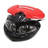 Alimentación: 10W-25W sourcing map DC 12V 10W-25W Luz Blanca PortaFaros Careta Plástico Negro Rojo para Moto Streetfighter