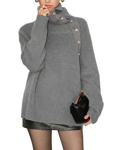 ZAFUL Off The Shoulder Sweater for Women Pullover Top Cozy Trendy Fall Winter Turtleneck Loose Tunic Sweater, Gray, L ZAFUL Off The Shoulder Sweater for Women Pullover Top Cozy Trendy Fall Winter Turtleneck Loose Tunic Sweater, Gray, L