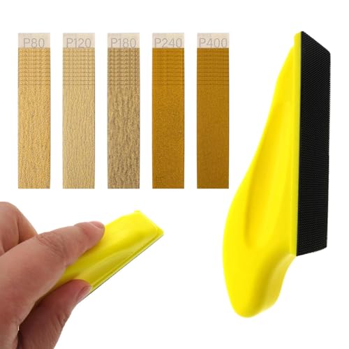 Micro Sander With 50Pcs Sandpaper, 3.5"x1.1"x1.8" Mini Tool for Wood Work - 80/120/180/240/400 Grit Papers for DIY Polishing Finishing