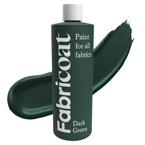 Fabricoat Dark Green Fabric Upholstery Paint & Dye | 250ml / 8.5 fl oz | Dark Green - Restore or Change Color of Couches Chairs Upholstery Car Interiors Clothing - Soft Flexible Finish