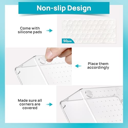 Vtopmart 10 Pack Clear Drawer Organizer Bins, 4 Sizes Makeup Storage Trays - 5