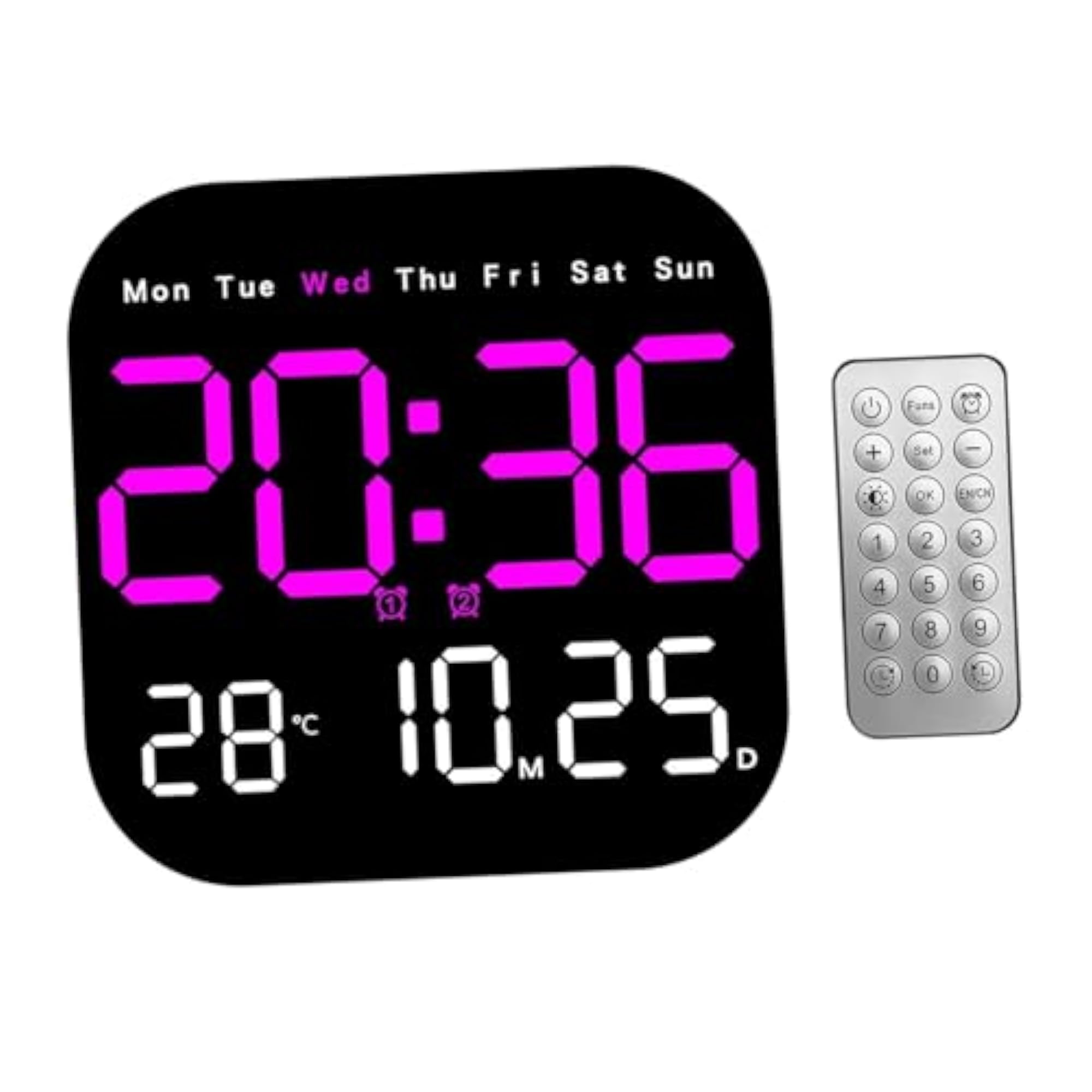 Square LED Digital Wall Clock with Remote Control