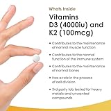 Vitamin D3 K2 - Vitamin D3 4000iu & Vitamin K2 100ug (MK7) 1 Year Supply, Supports Immunity, Calcium Absorption and Bone Health, Non-GMO, UK Made by New Leaf 365 Micro Small Vegetarian Tablets, - Image 2