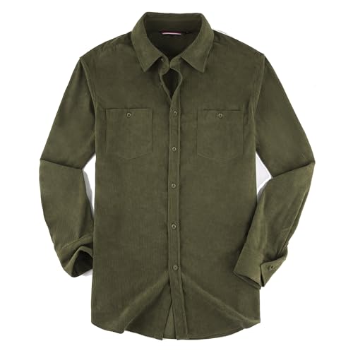 Alex Vando Mens Button Down Regular Fit Long Sleeve Flannel Shirt,Army,M