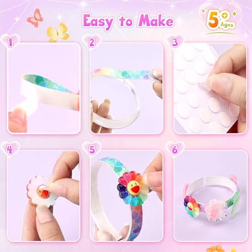 JOEJONI Kit de bricolage pour filles à partir de 5 ans, bracelets à faire soi-même, bracelets pour enfants, cadeaux de Noël pour filles de 5, 6, 7, 8, 9, 10, 11, 12 ans – vue 6